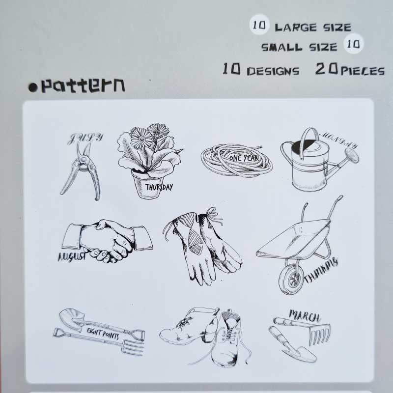 SET DE STICKERS TRANSPARENTES VINTAGE JARDINERIA (20 pcs)