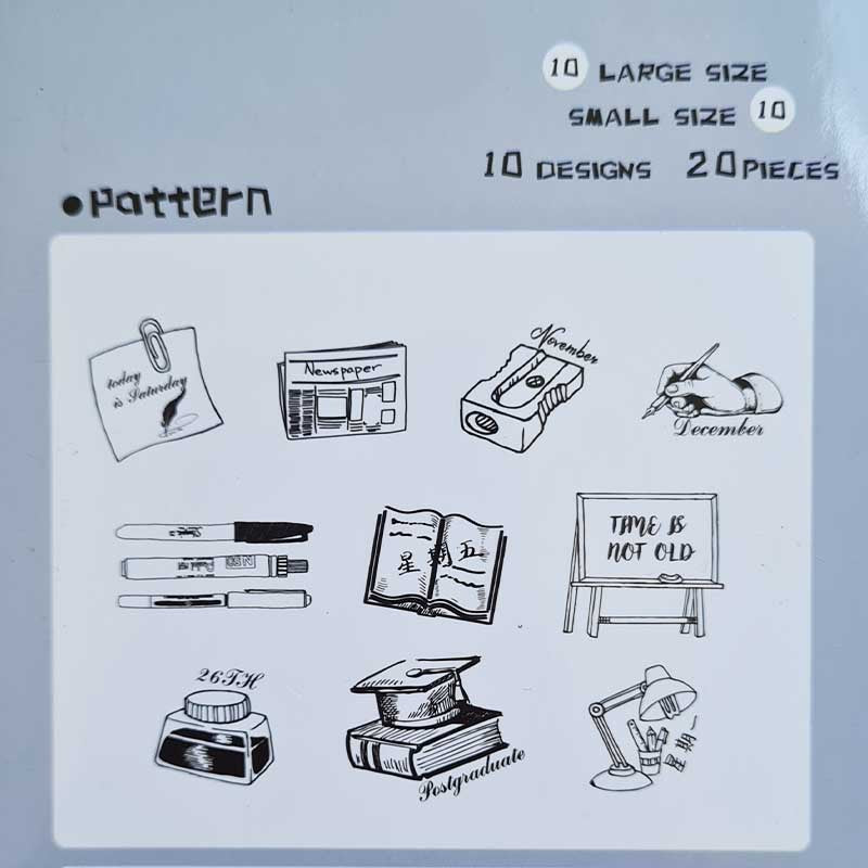 SET DE STICKERS TRANSPARENTES VINTAGE ESCRITURA (20 pcs)