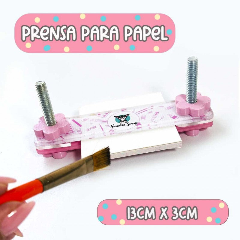 MINI PRENSA PARA PAPEL ROSA (13cm x 3cm)