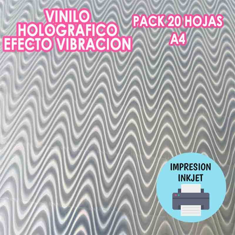 VINILO HOLOGRÁFICO VIBRACION ADHESIVO IMPRIMIBLE INKJET (20 HOJAS)