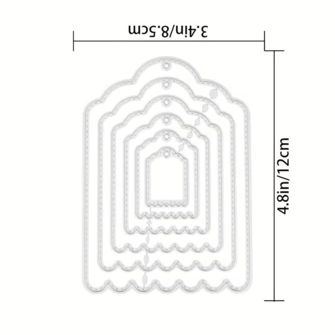 TROQUEL ETIQUETAS FESTONEADA CON PUNTADAS (6PCS)