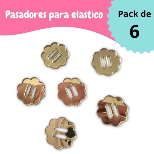 PASADORES FLOR DORADO ESPEJO PARA ELASTICO AGENDA (6 PCS)