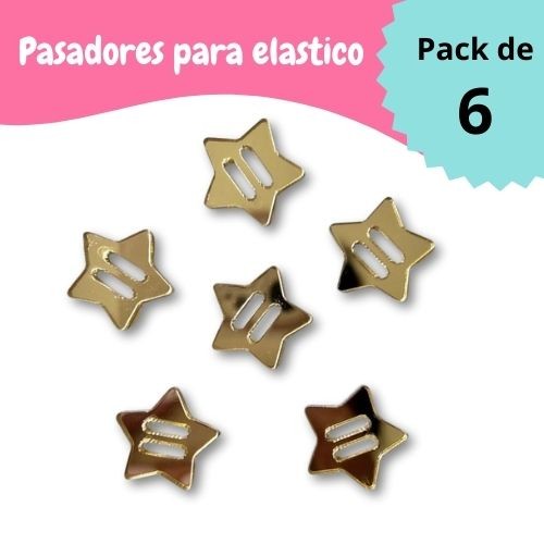 PASADORES ESTRELLA DORADO ESPEJO PARA ELASTICO AGENDA (6 PCS)