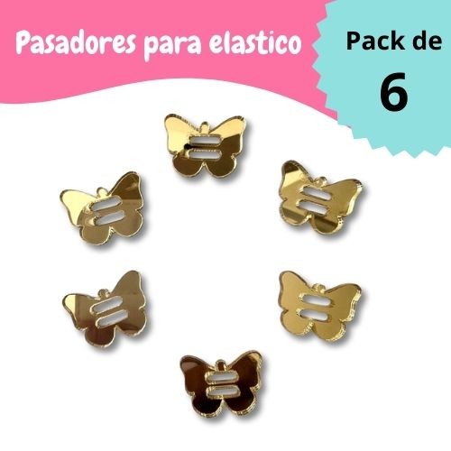 PASADORES MARIPOSA DORADO ESPEJO PARA ELASTICO AGENDA (6 PCS)