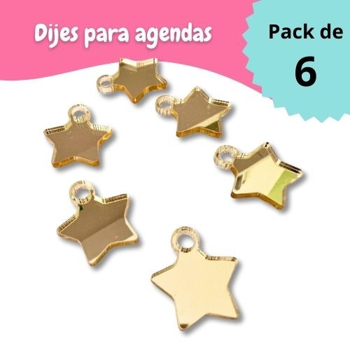 DIJE DE ESTRELLA DORADO ESPEJO PARA AGENDA (6 PCS)