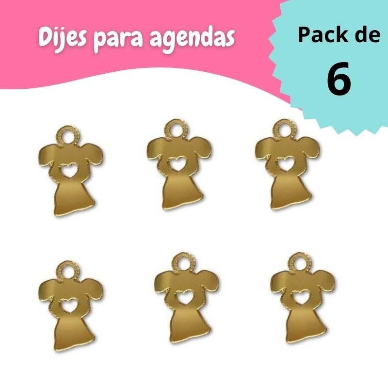 DIJE DE PERRO DORADO ESPEJO PARA AGENDA (6 PCS)