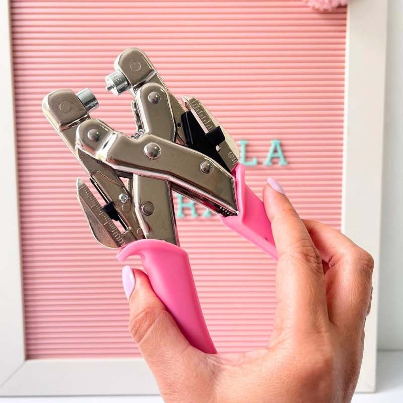 HERRAMIENTA PARA COLOCAR OJALETES CON ESTUCHE ROSA