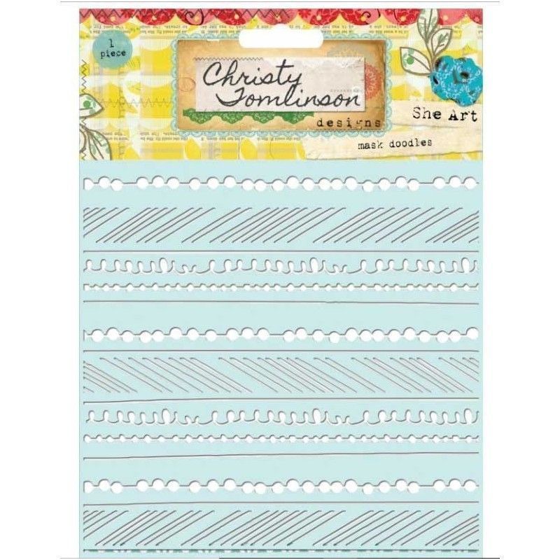 STENCIL DOODLE CHRISTY TOMLINSON 15cm x 15cm
