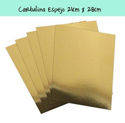 CARTULINA ESPEJO DORADA 21cm x 27cm (10 PCS)