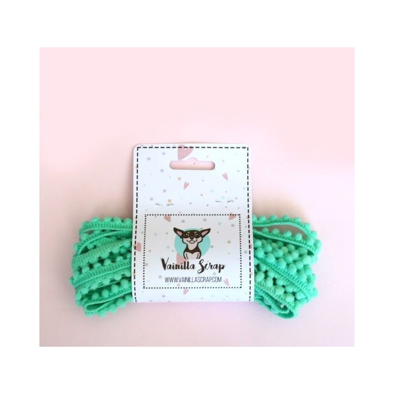 CINTA DE POMPÓN PEQUEÑO VERDE (5 METROS)