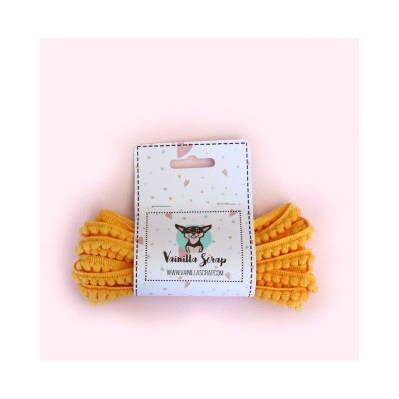 CINTA DE POMPÓN PEQUEÑO AMARILLO (5 METROS)