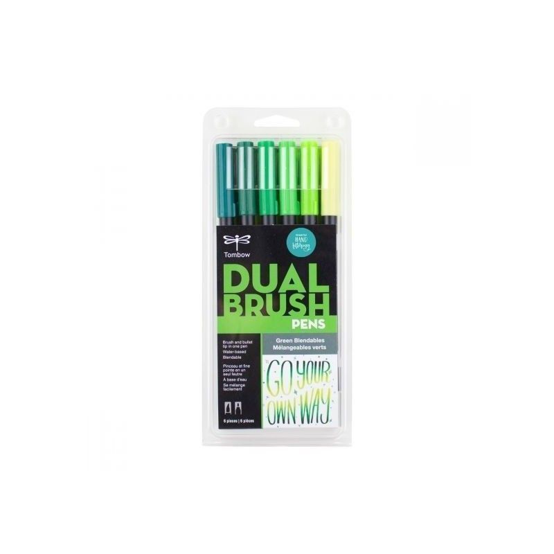 TOMBOW DUAL BRUSH PEN MEZCLA DE VERDES (6 PCS)