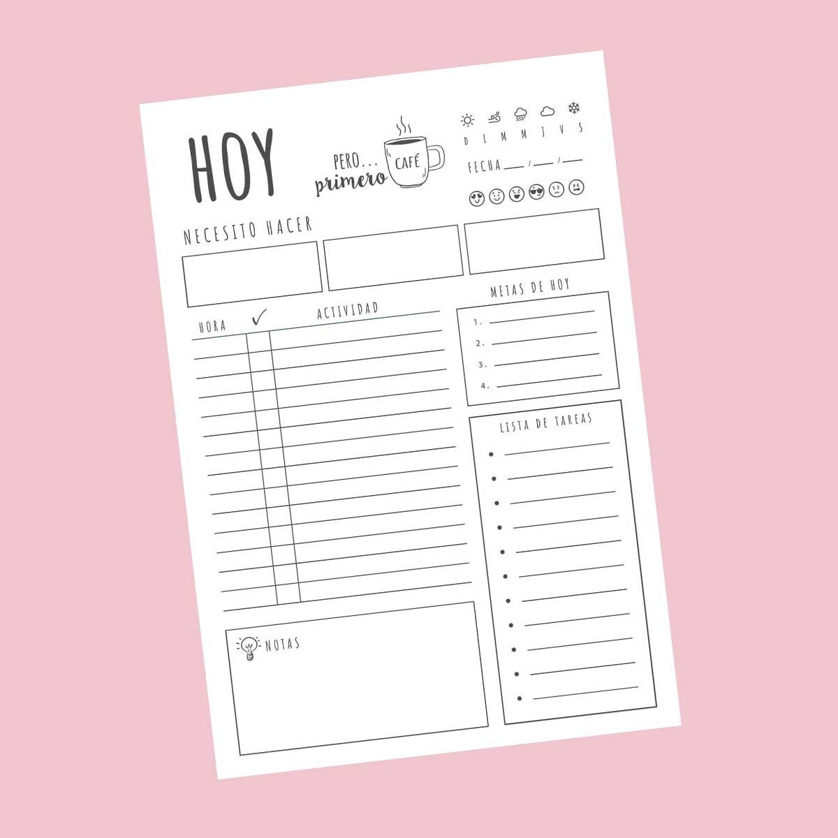 PACK DE HOJAS PLANNER PRIMERO MI CAFE (100 HOJAS)