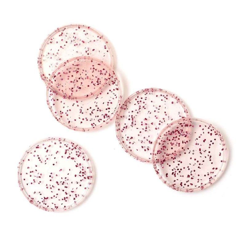 DISCOS PARA PLANNER MEDIANOS GLITTER ROSA (9 PCS)