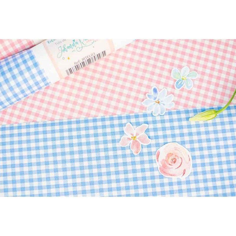 TELA PARA ENCUADERNAR VICHY AZUL JOHANNA RIVERO