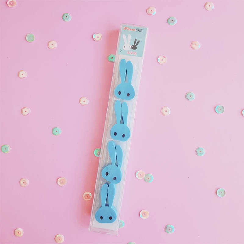 SET DE 4 BORRADORES DE CONEJO AZUL