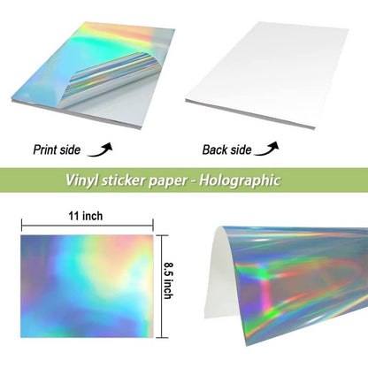 VINILO ADHESIVO METALIZADO HOLOGRAFICO IMPRIMIBLE (5 HOJAS)