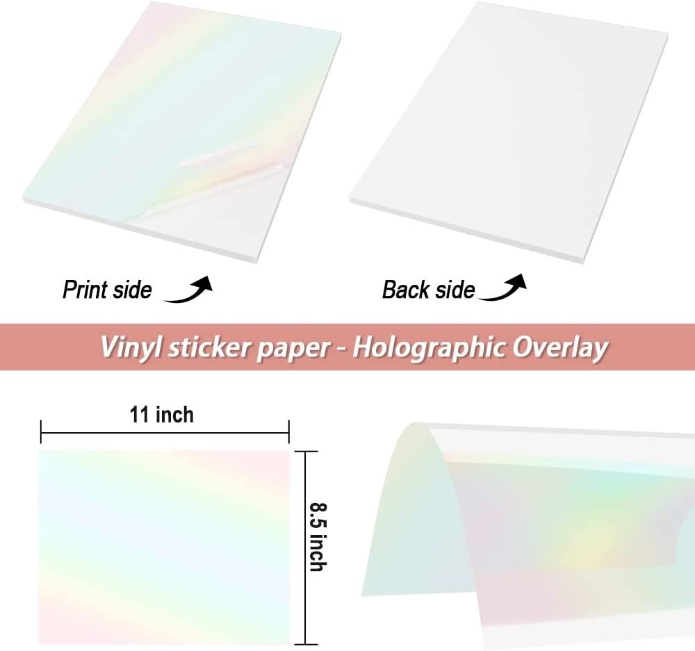 VINILO ADHESIVO TRANSPARENTE HOLOGRAFICO IMPRIMIBLE INKJET(5 HOJAS)