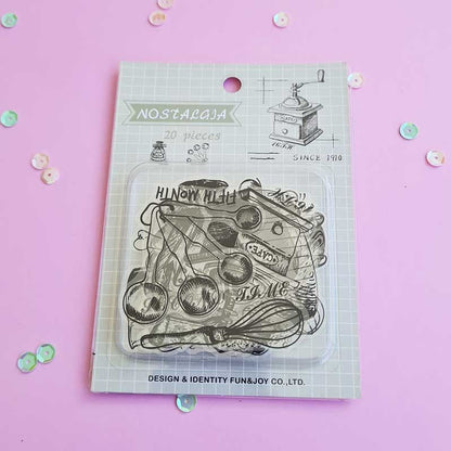 SET DE STICKERS TRANSPARENTES VINTAGE COCINA (20 pcs)