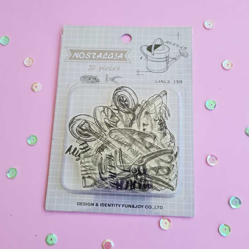 SET DE STICKERS TRANSPARENTES VINTAGE JARDINERIA (20 pcs)