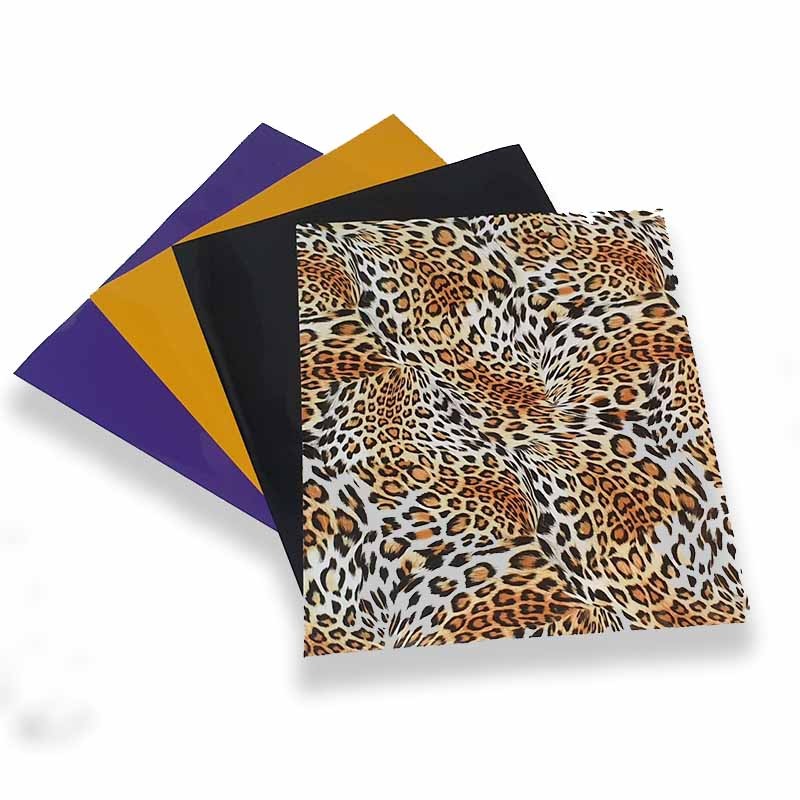 VINILO TEXTIL MIX LEOPARDO, NEGRO, MORADO Y AMARILLO (4 PCS)