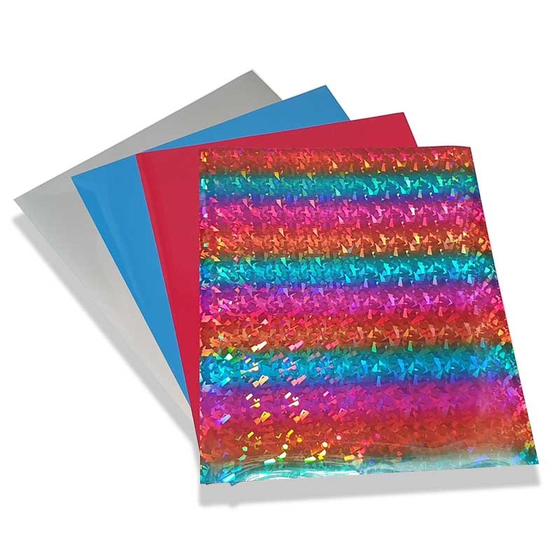 VINILO TEXTIL MIX ARCOIRIS HOLOGRAFICO, ROJO, AZUL Y PLATEADO (4 PCS)