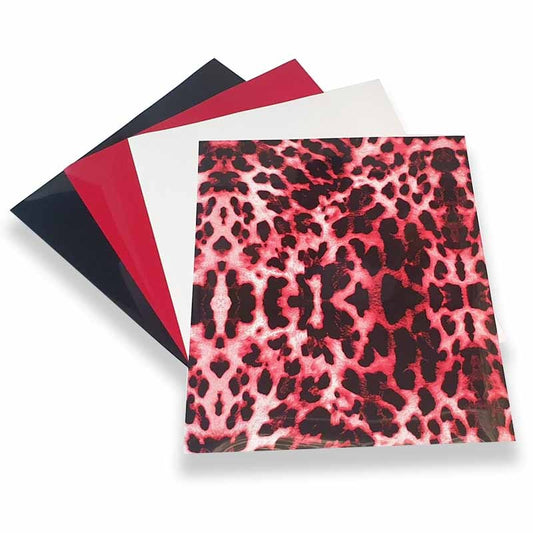 VINILO TEXTIL MIX LEOPARDO, BLANCO, NEGRO Y ROJO (4 PCS)