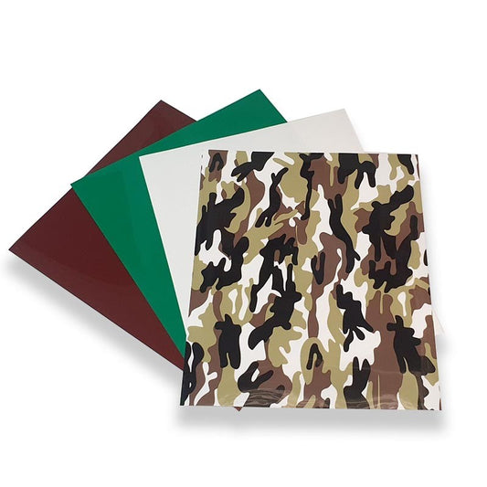 VINILO TEXTIL MIX CAMUFLAJE, BLANCO, VERDE Y CAFE (4 PCS)