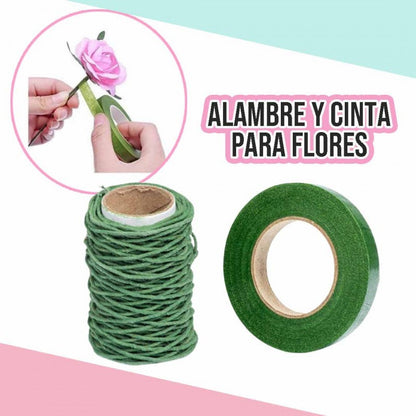 ALAMBRE Y CINTA PARA FLORES (12MT)
