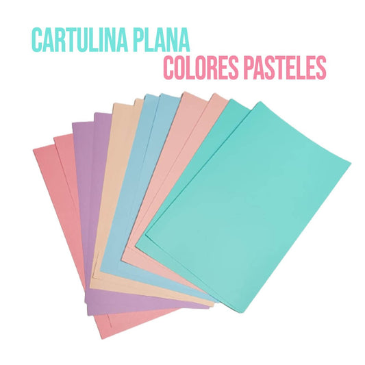 CARTULINA PLANA COLORES PASTELES (22 X 28 CM) 12 HOJAS