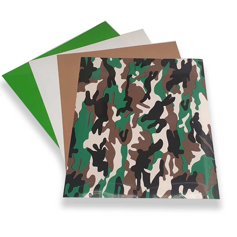 VINILO TEXTIL MIX CAMUFLAJE VERDE, BLANCO, VERDE Y CAFE CLARO (4 PCS)