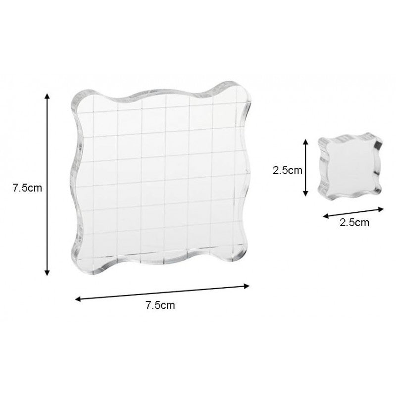 BLOQUES DE ACRILICO PARA SELLOS (7.5 x 7.5 - 2.5 x 2.5 CM)