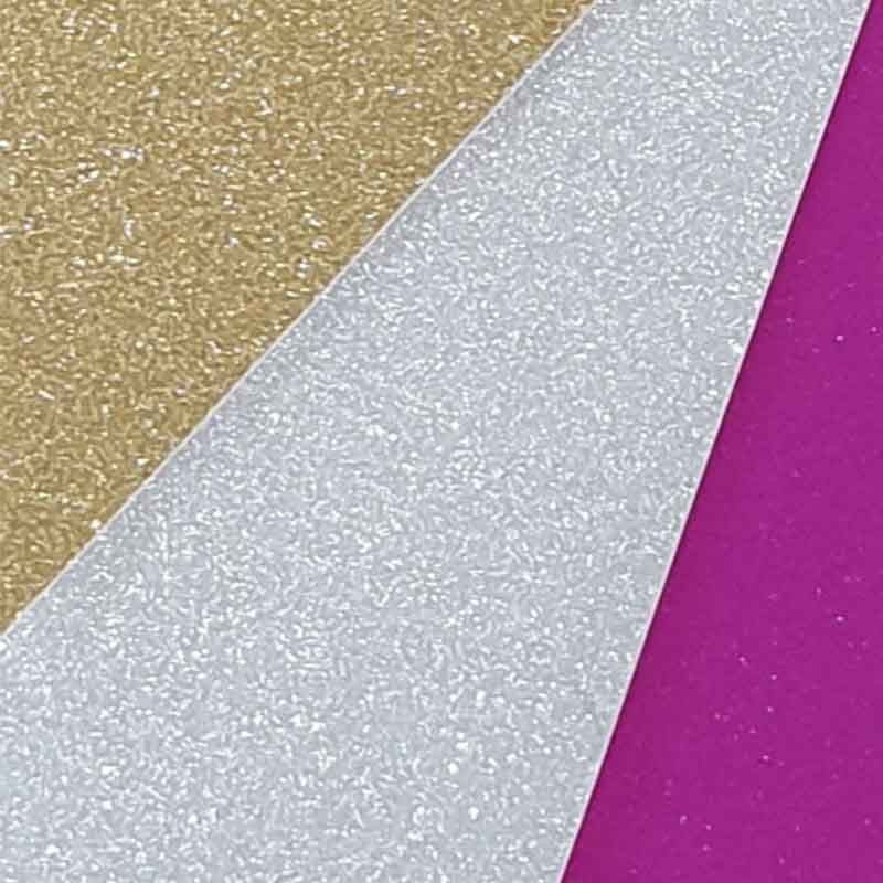 MIX CARTULINA GLITTER PLATA, DORADA Y FUCSIA 21cm x 27cm (6 PCS)