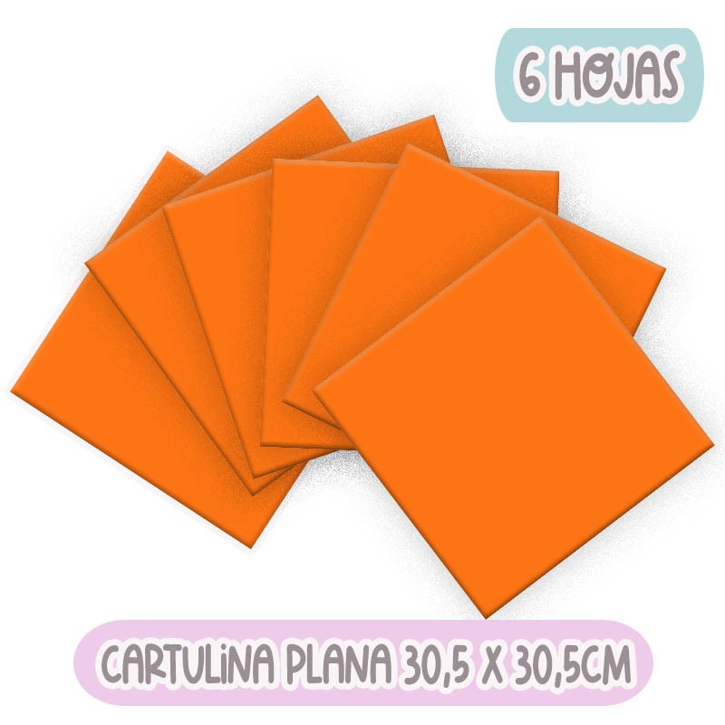 CARTULINA PLANA NARANJA (30.5 X 30.5 CM) 6 HOJAS