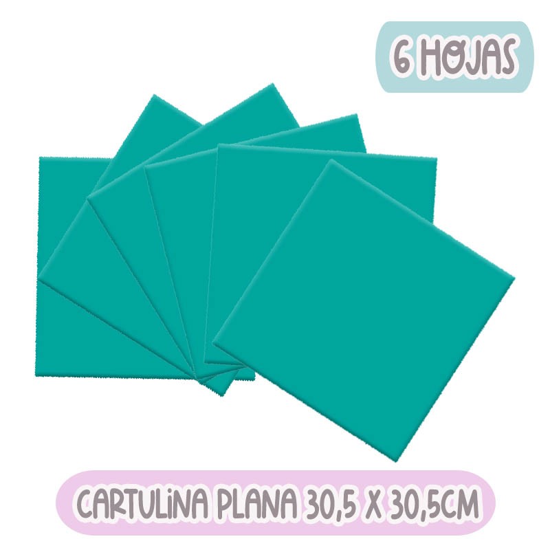 CARTULINA PLANA TURQUESA (30.5 X 30.5 CM) 6 HOJAS