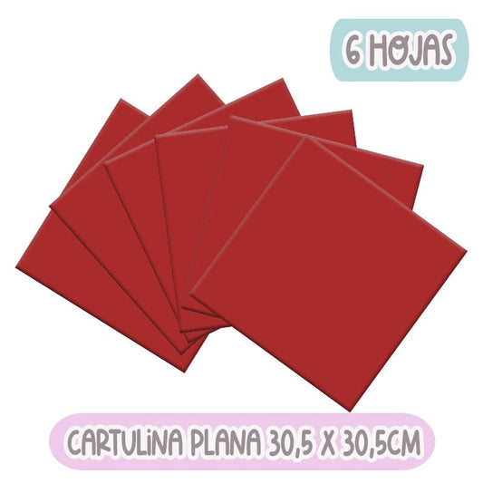 CARTULINA PLANA ROJA (22 X 28 CM) 6 HOJAS