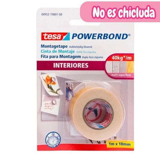 CINTA DOBLE CARA 3D 18MM X 1M