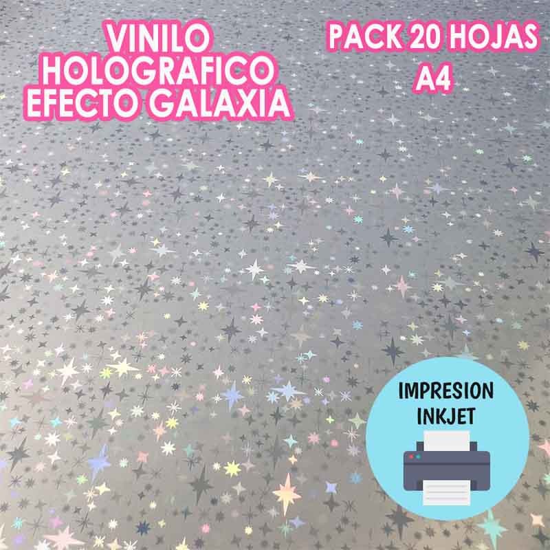 VINILO HOLOGRÁFICO GALAXIA ADHESIVO IMPRIMIBLE INKJET (20 HOJAS)
