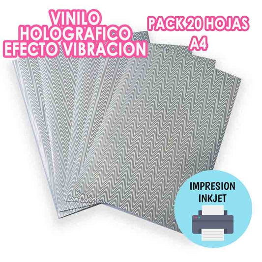 VINILO HOLOGRÁFICO VIBRACION ADHESIVO IMPRIMIBLE INKJET (20 HOJAS)