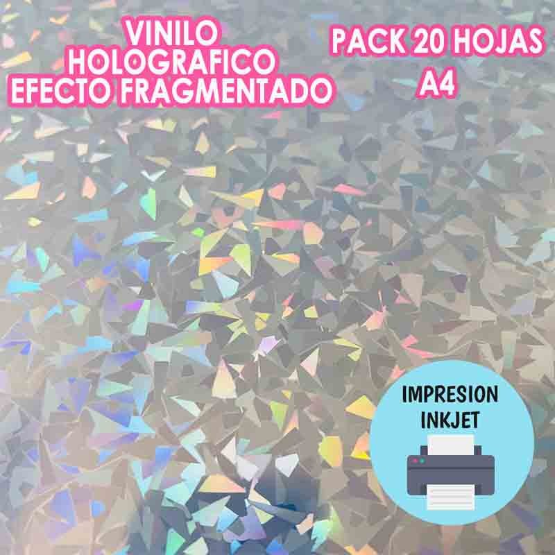 VINILO HOLOGRÁFICO FRAGMENTADO ADHESIVO IMPRIMIBLE INKJET (20 HOJAS)