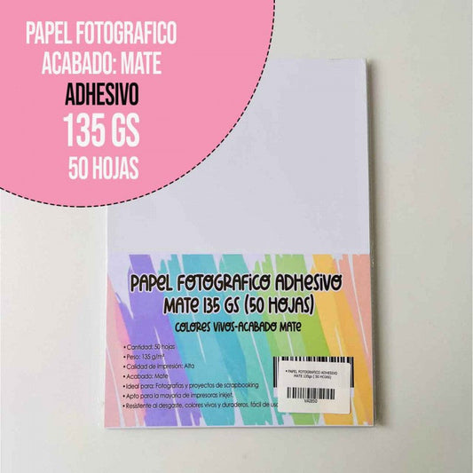 PAPEL FOTOGRAFICO ADHESIVO MATE 135gs ( 50 HOJAS)