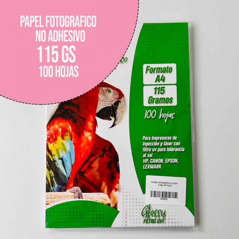 PAPEL FOTOGRÁFICO GLOSSY 115gs (100 hojas)