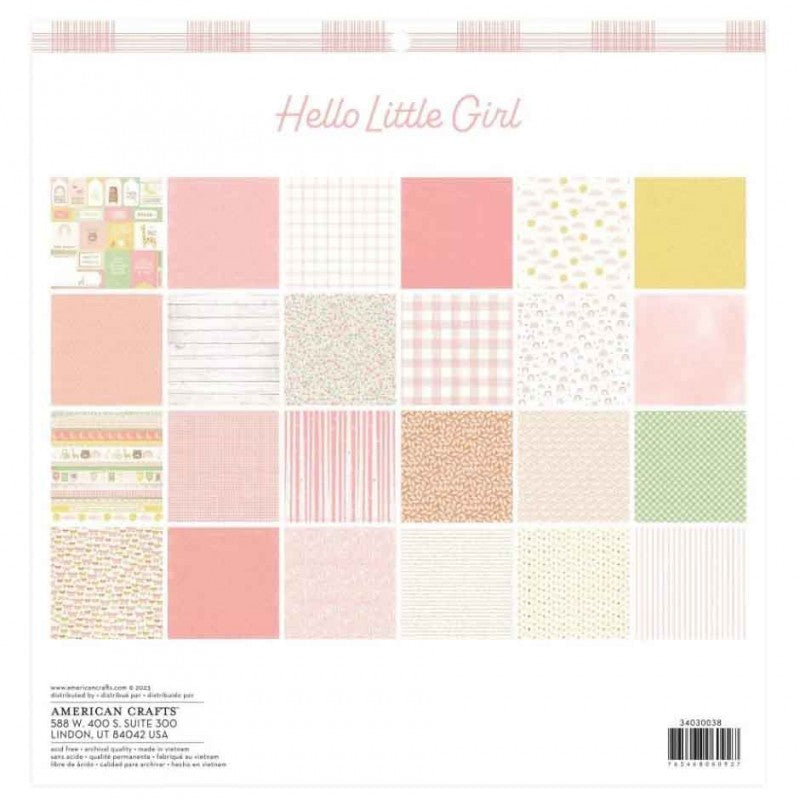 SET DE PAPELES HELLO LITTLE GIRL 12 X 12 PULGADAS (24 HOJAS)