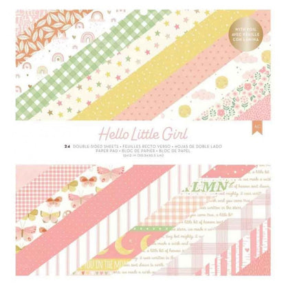 SET DE PAPELES HELLO LITTLE GIRL 12 X 12 PULGADAS (24 HOJAS)