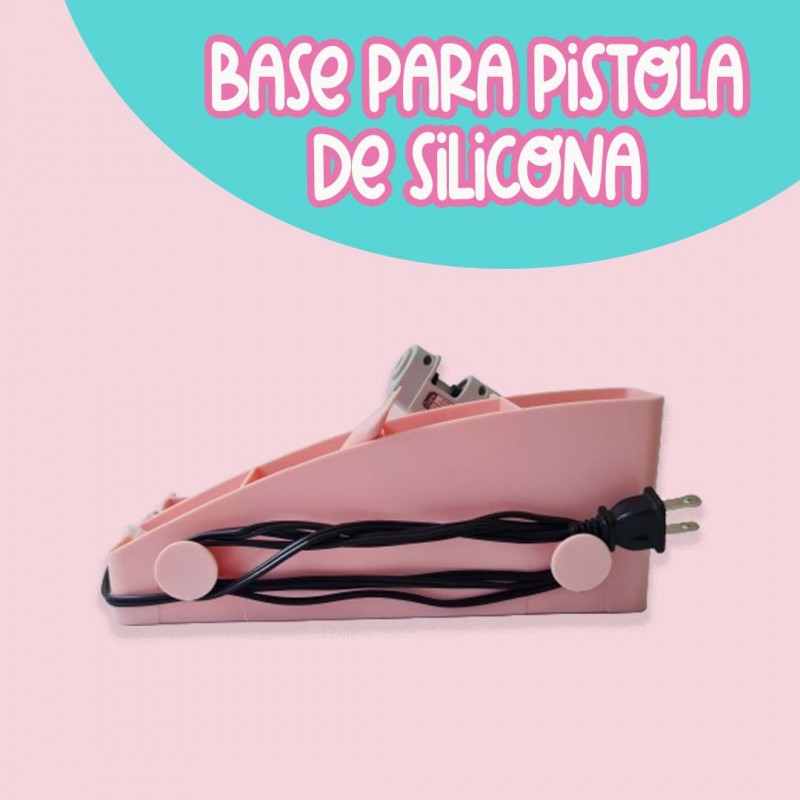 SOPORTE PARA PISTOLA DE SILICONA MAS ACCESORIOS ROSA