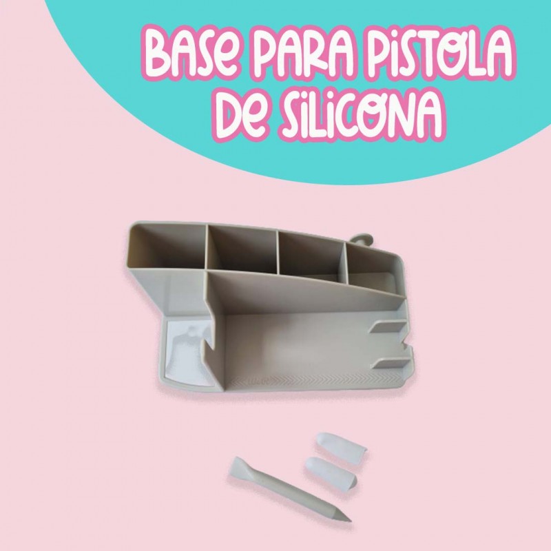 SOPORTE PARA PISTOLA DE SILICONA MAS ACCESORIOS GRIS