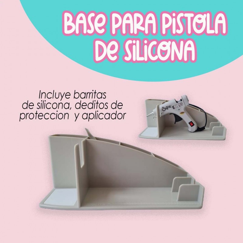 SOPORTE PARA PISTOLA DE SILICONA MAS ACCESORIOS GRIS