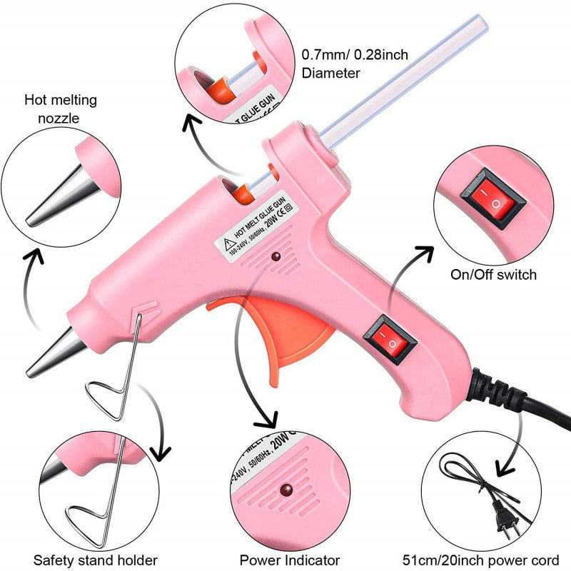 PISTOLA DE SILICONA ROSA CON BOTON DE ENCENDIDO