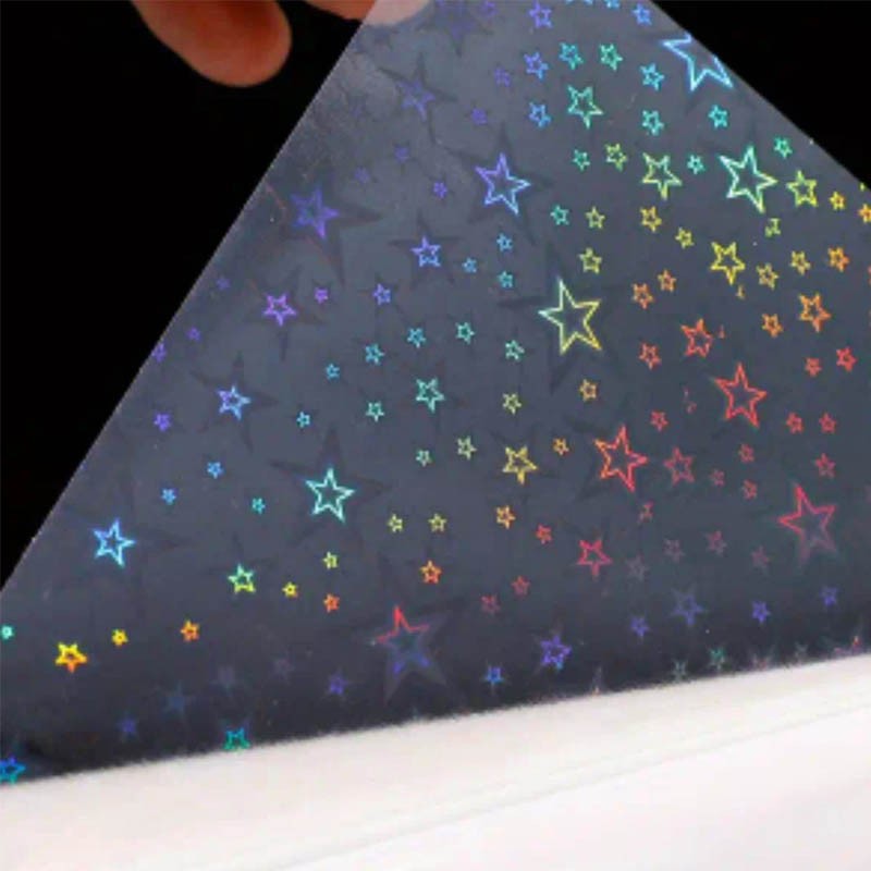 LAMINADO EN FRIO VINILO HOLOGRÁFICO TRANSPARENTE (50 HOJAS)