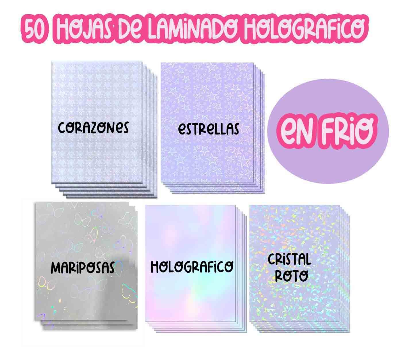 LAMINADO EN FRIO VINILO HOLOGRÁFICO TRANSPARENTE (50 HOJAS)